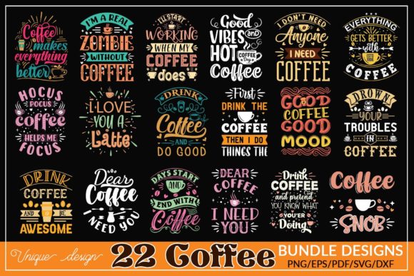Coffee Tshirt Design Bundle Vol-2: Graphics for Crafts Sellers